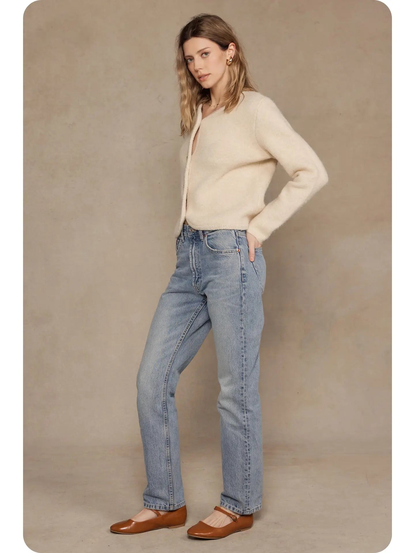 Button Down Cardigan | Cream