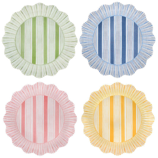 Cabana Stripe Melamine Dinner Plate Assorted Set/4 - Multi