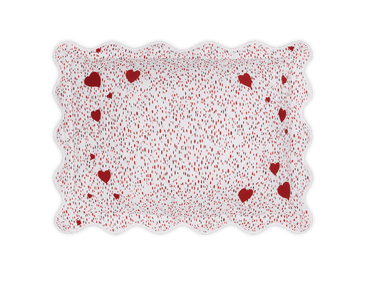 Matouk Celine Hearts Mini Pillow in Redberry - Quilted Boudoir Sham
