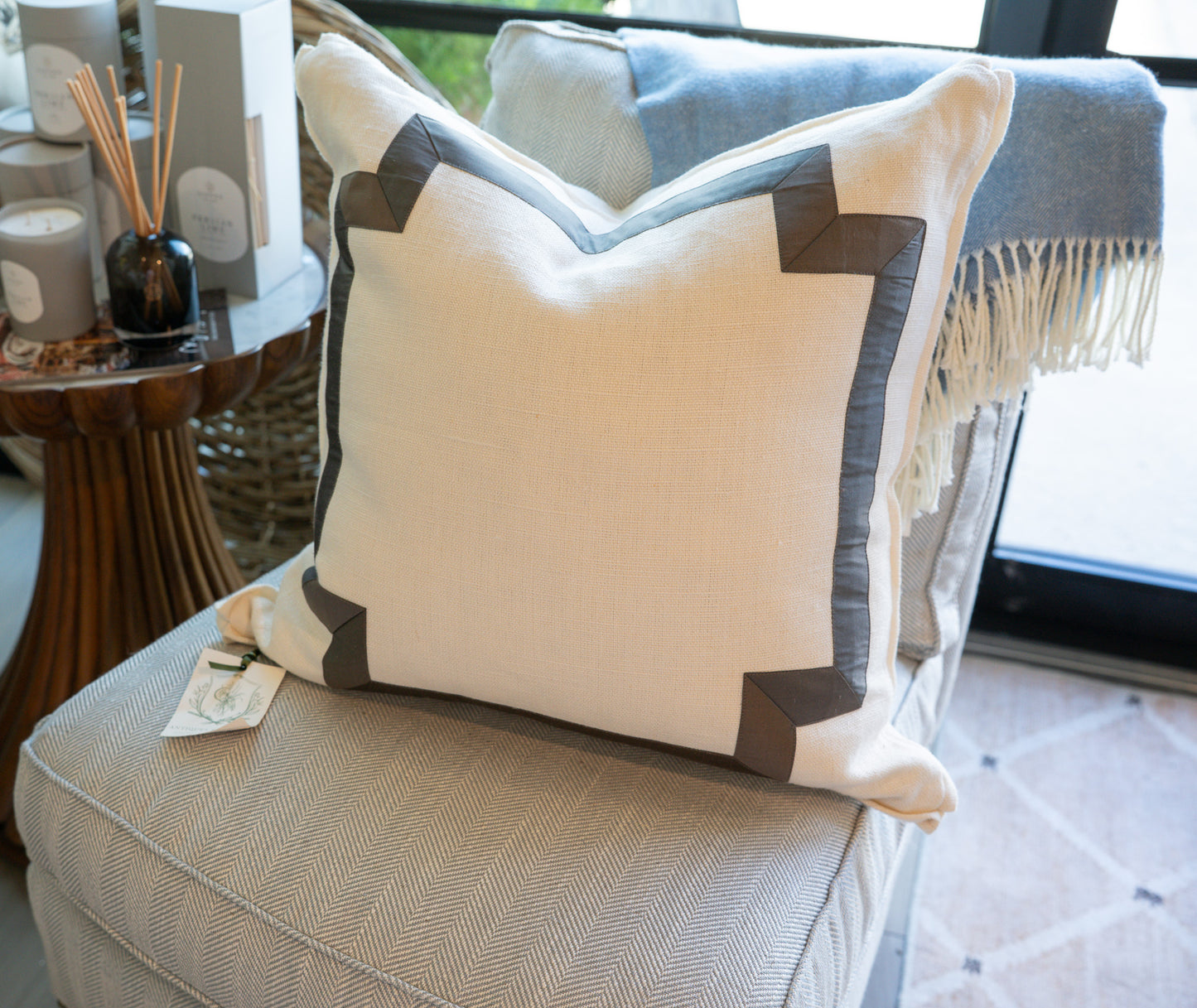 Flanged Corner Pleats | Avery Fretwork Pillow