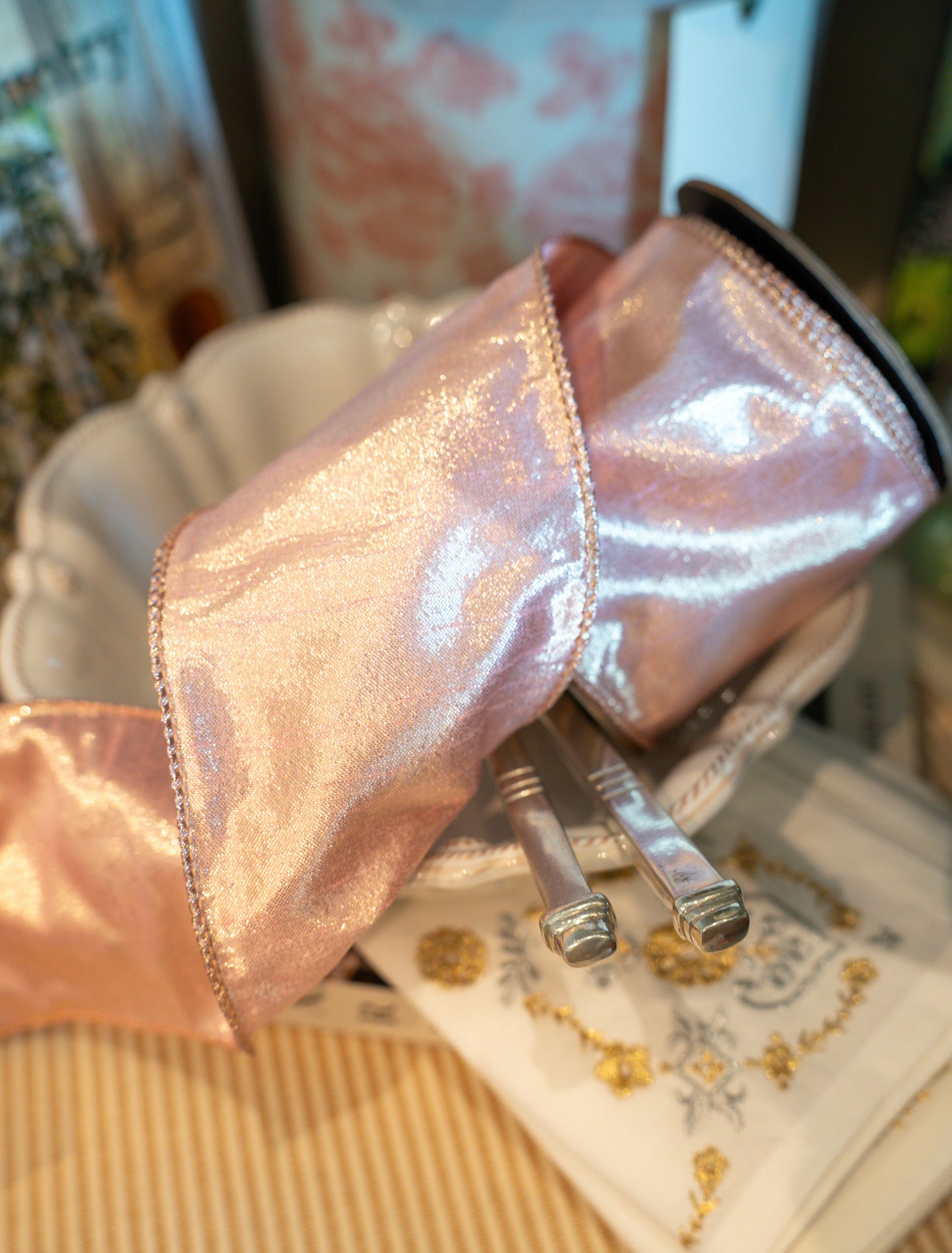 Metallic Dupin Rose Gold Ribbon | D. Stevens