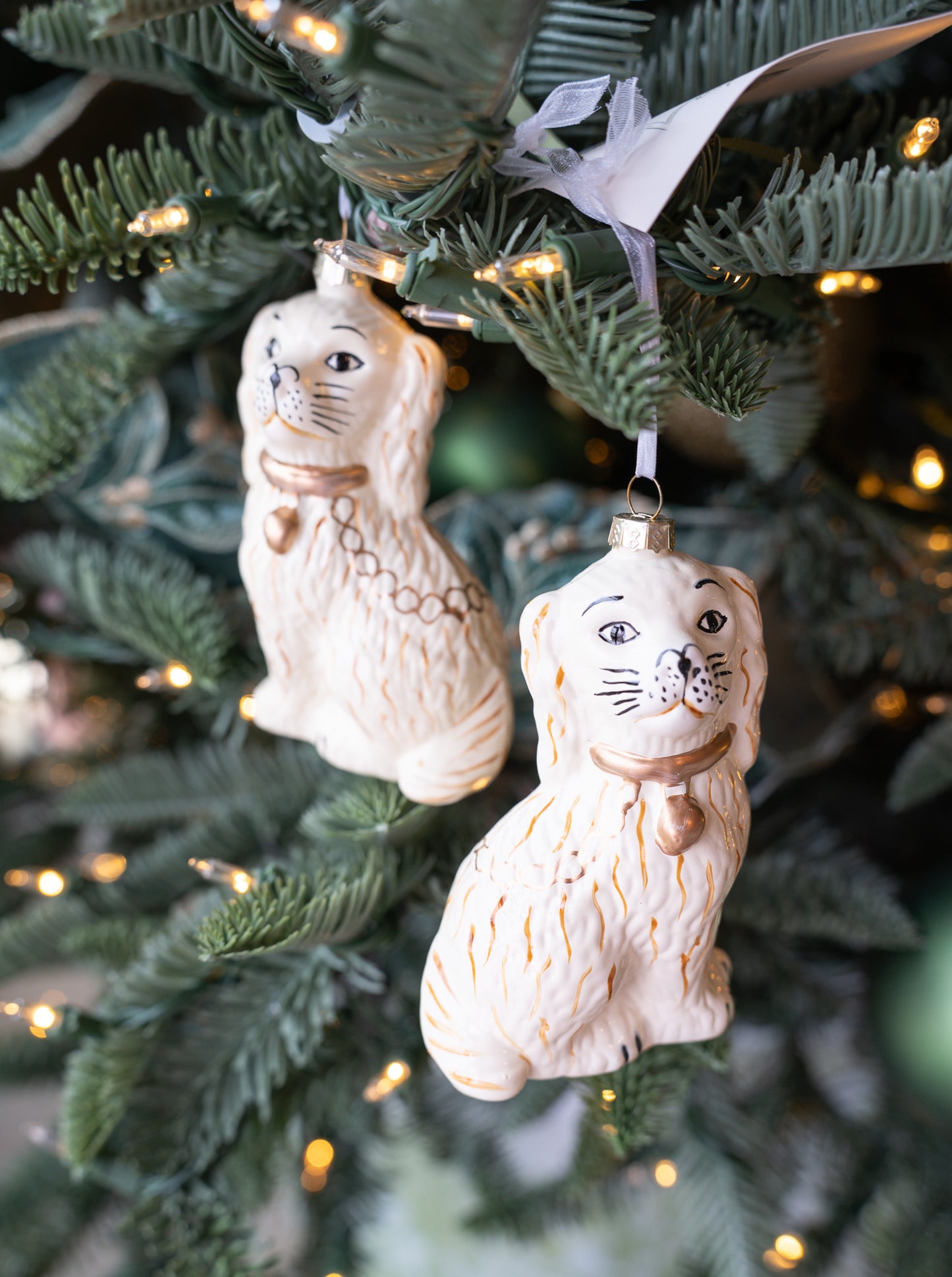 Cream Stafford Dog | Ornament Pair