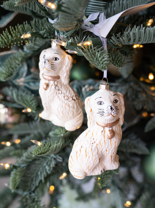 Cream Stafford Dog | Ornament Pair