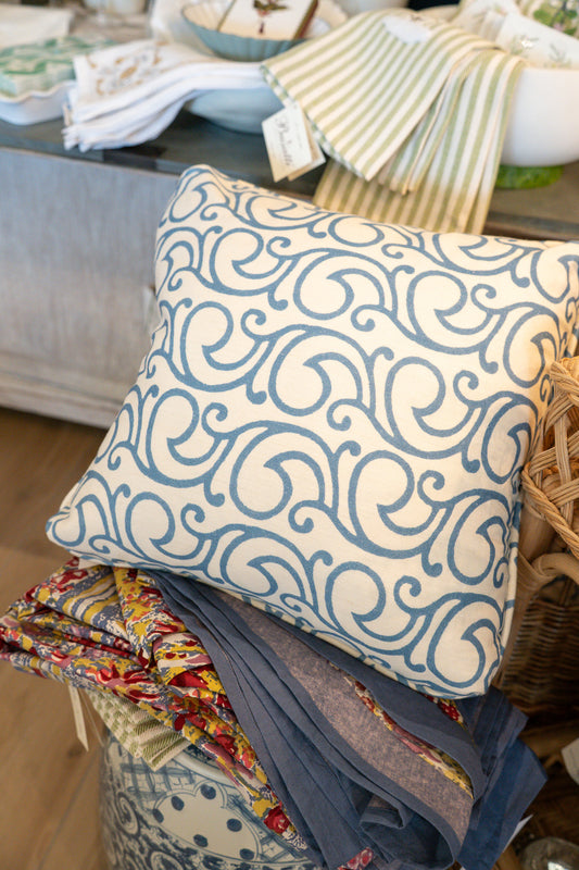 Kravet Serendipity Scroll Pillow in Bay Blue