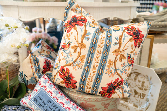 Kravet Le Lac Pillow | Red/ Blue