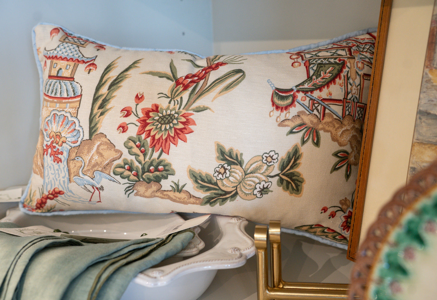 Thibaut Tea House Chinoiserie Pillow