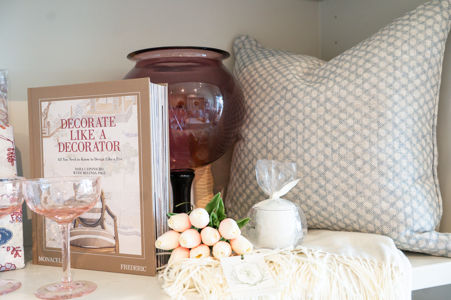 Fermoie Wicker Pillow in Light Blue