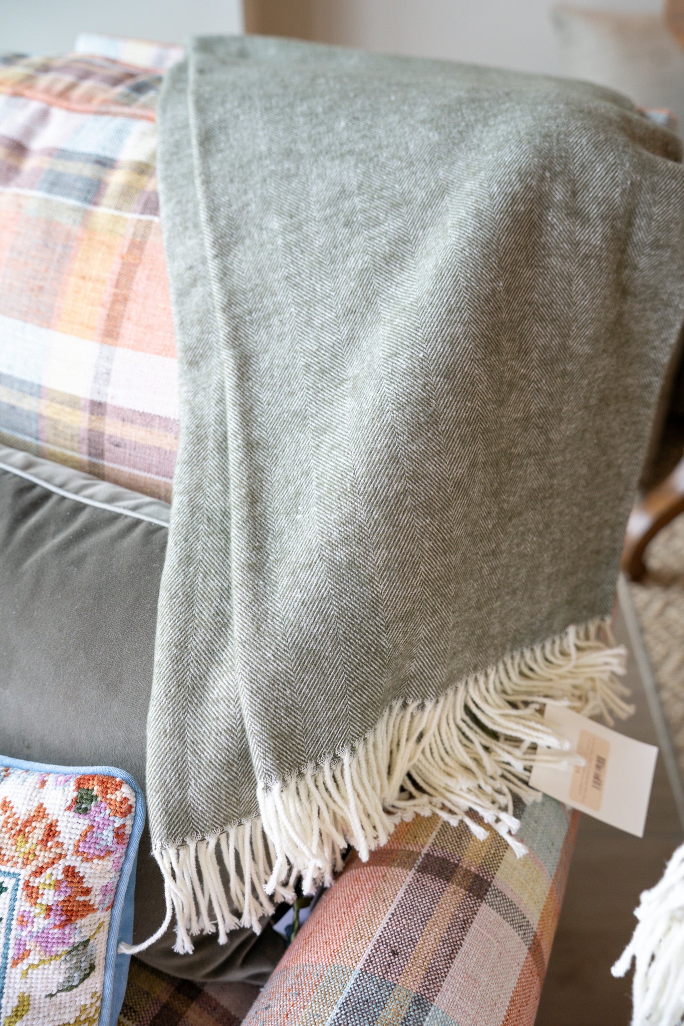 Moss Italian Herringbone Throw