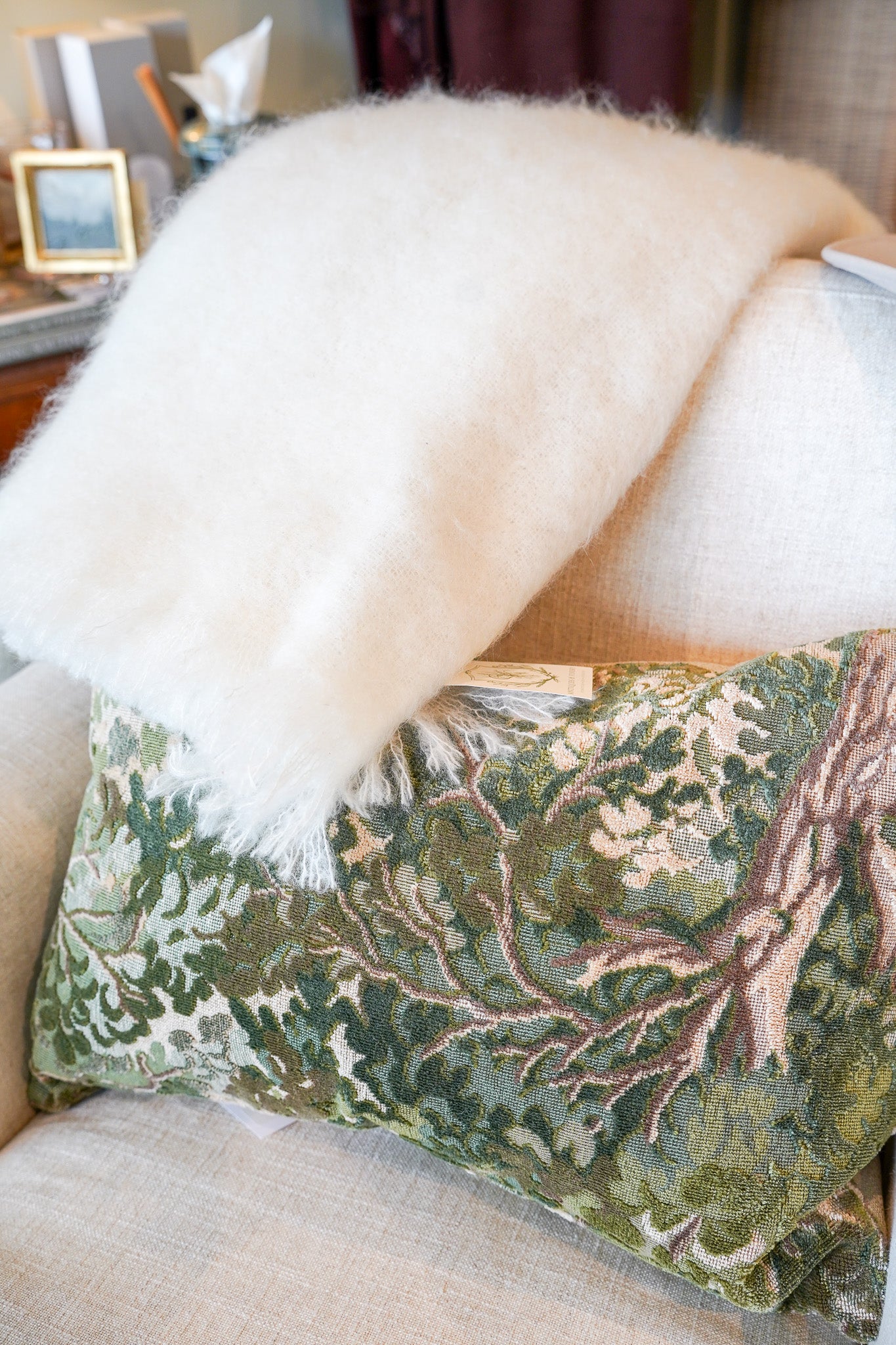 Cream Brushed Mohair Throw