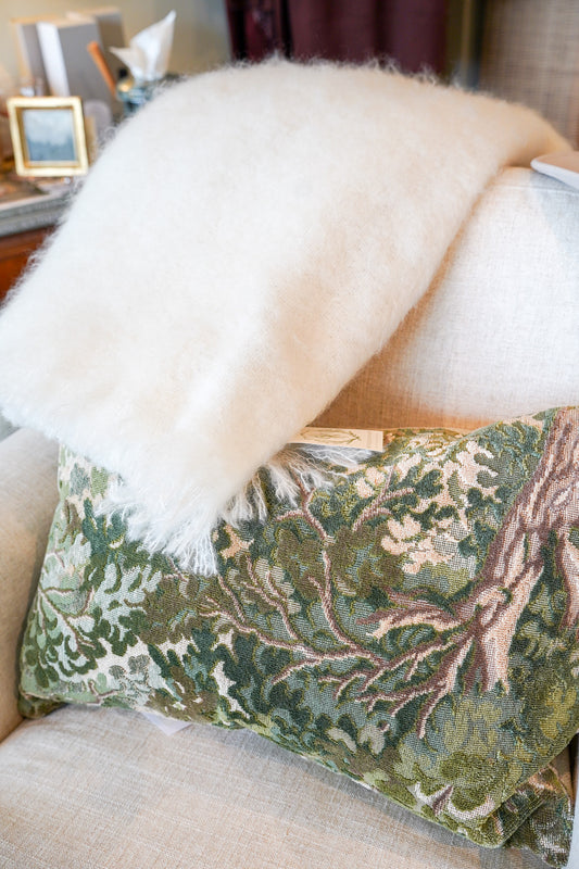 Cream Brushed Mohair Throw