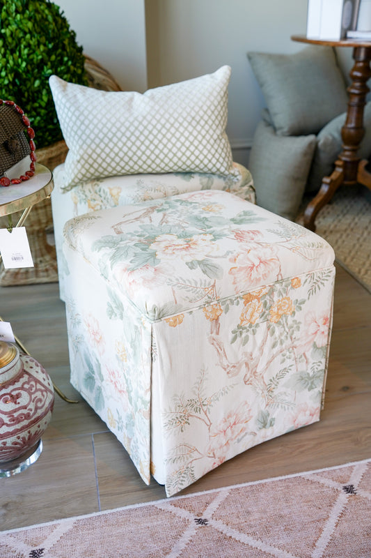 Gwendolyn Ottoman in Lee Jofa Chinese Peony