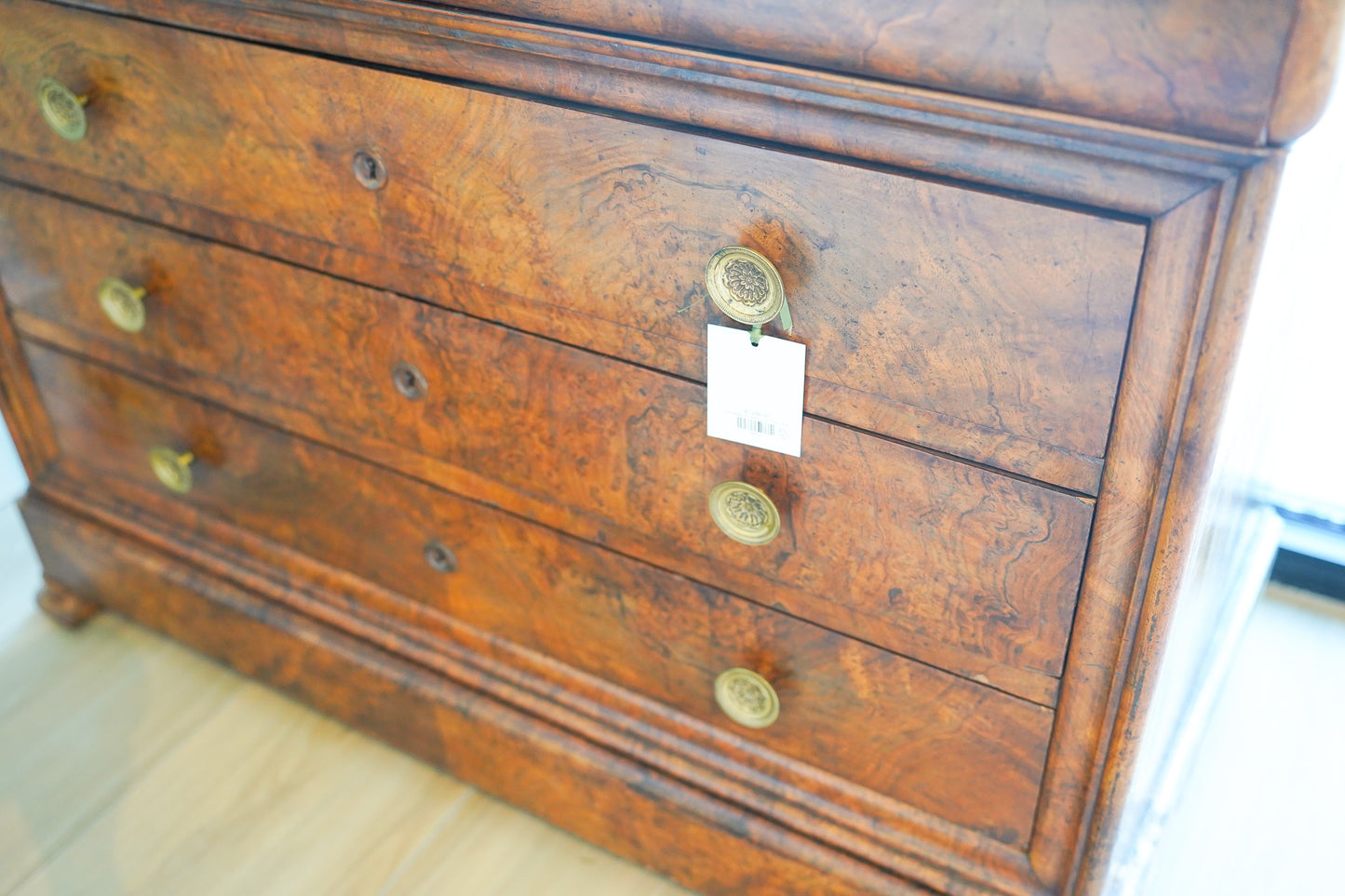 Louis Philippe Style Walnut 4 Drawer Chest - AS IS