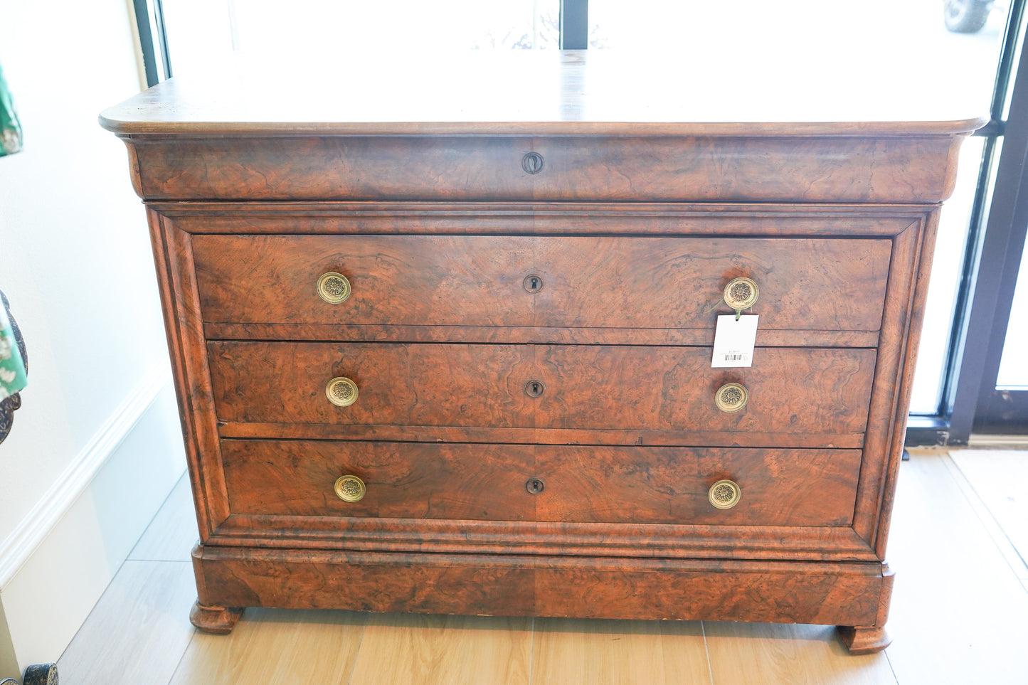 Louis Philippe Style Walnut 4 Drawer Chest - AS IS