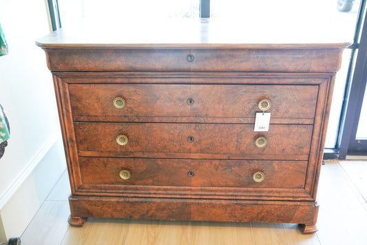 Louis Philippe Style Walnut 4 Drawer Chest - AS IS