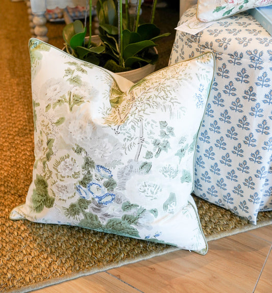 Lee Jofa Hollyhock Grey Sage Pillow