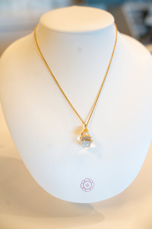 Lily Charm Necklace, 16" +2" Clear Quartz ZLYN01/102