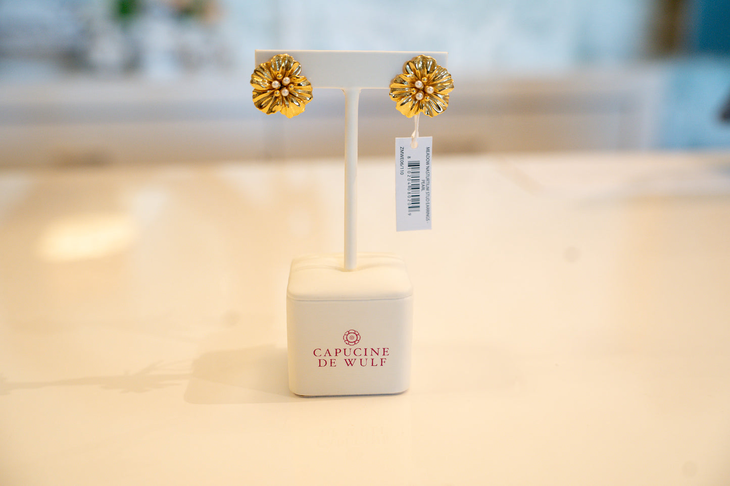 Meadow Nasturtium Stud Earrings Pearl ZMWE06/110