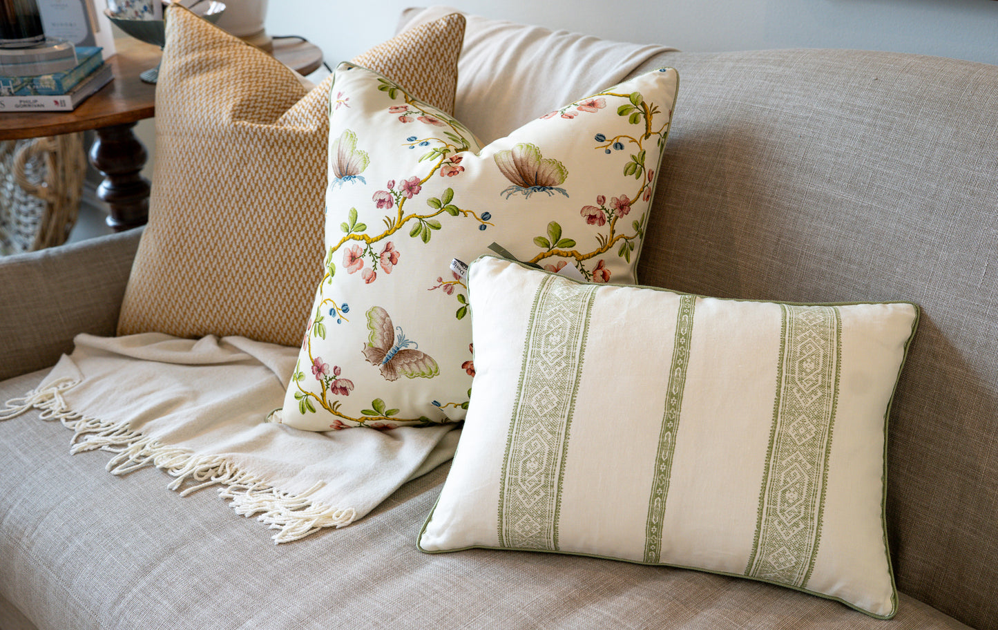 Pierre Frey Papillons Moire' Beige Pillow