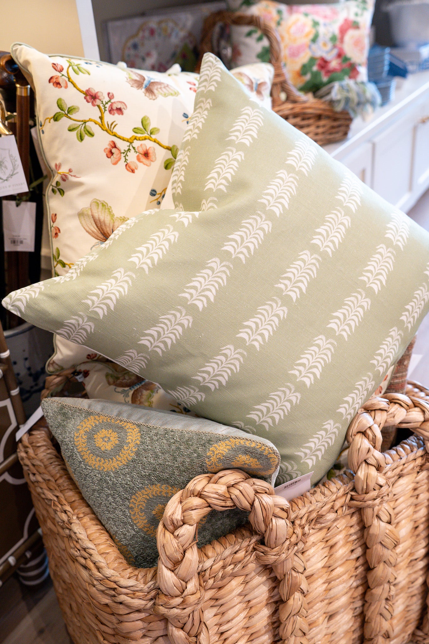 Chadduck Textiles Petite Frond Green 22x22 Pillows