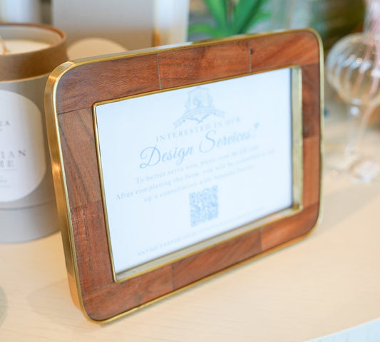 Two's Company - Wood Round Edge With Brass 5x7 Photo Frame