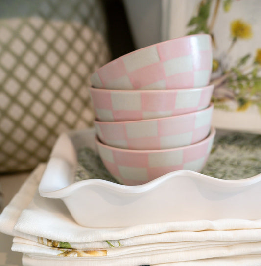 Small Checkered Pink Bowl
