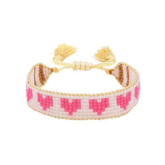Kids Pink Heart Beaded Bracelet - HART