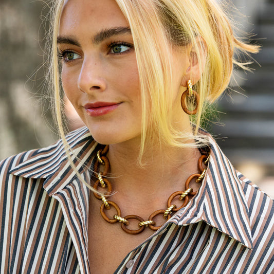 Earth Goddess Link Necklace, 17" + 2" Teak ZEN10/101