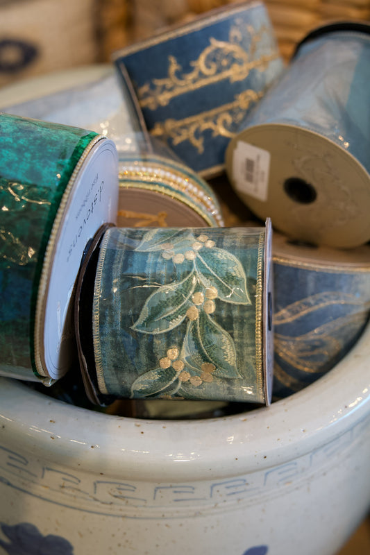 Velvet Bay Leaf Embroidery Ribbon | Cottage Green | D. Stevens