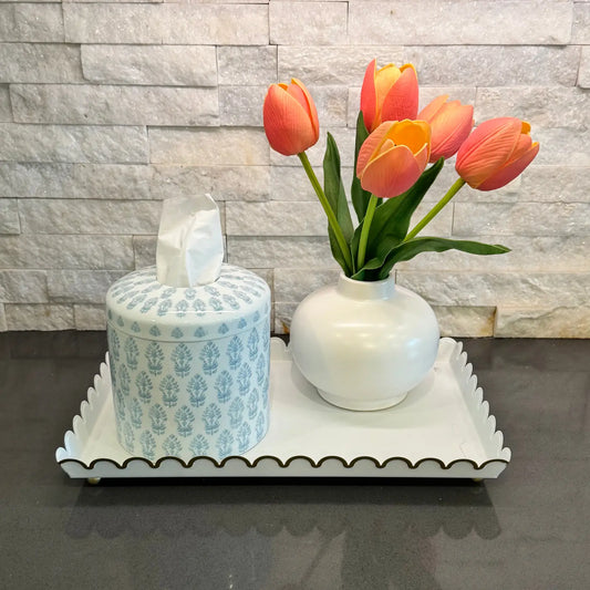 The Eleanor Tissue Vessel | Blue White Blockprint