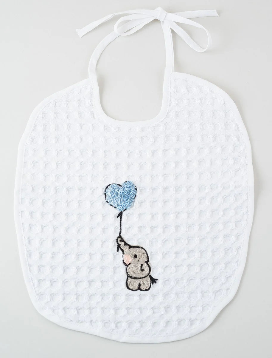Bib with embroidery | Elephant with Blue Balloon