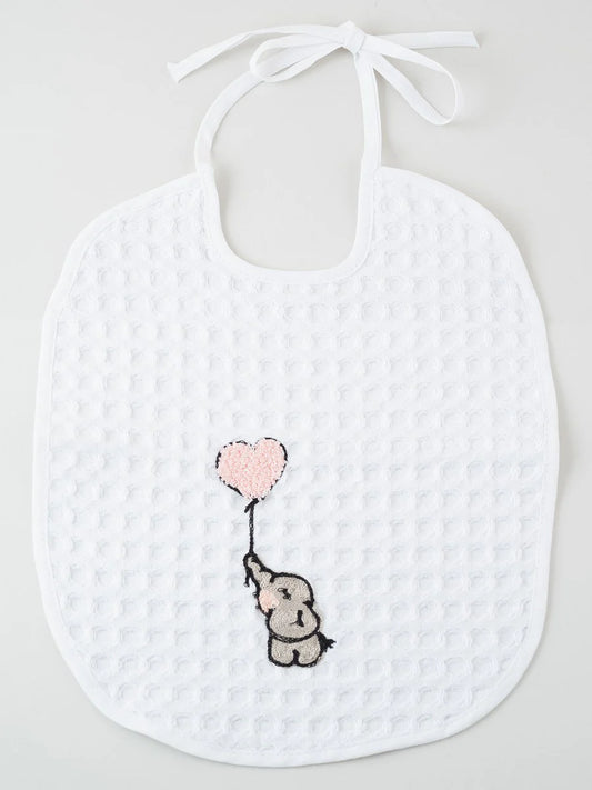Bib with embroidery | Elephant with Pink Balloon