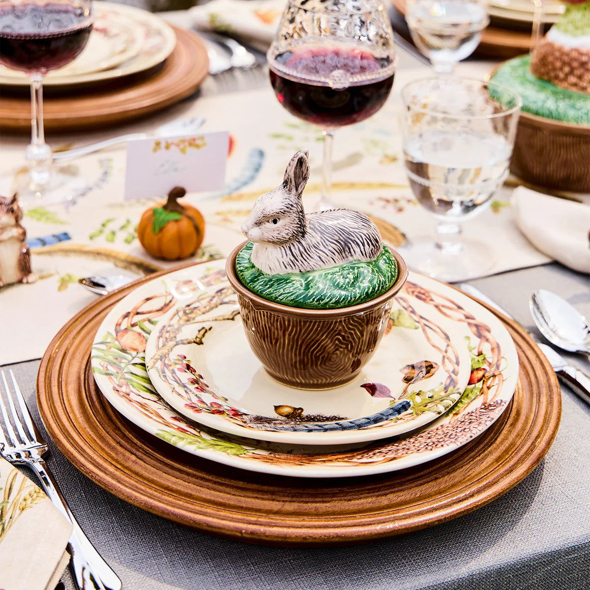 Forest Walk Rabbit Bowl with Lid | Multi