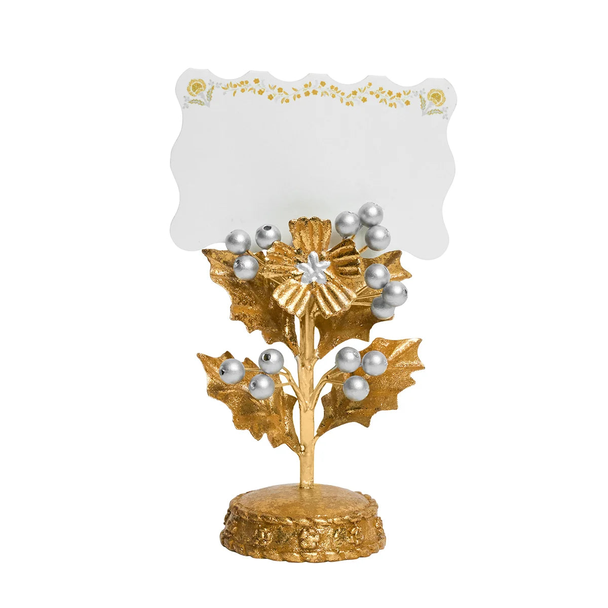 Forest Walk Holly Place Card Holder | Gold/Silver