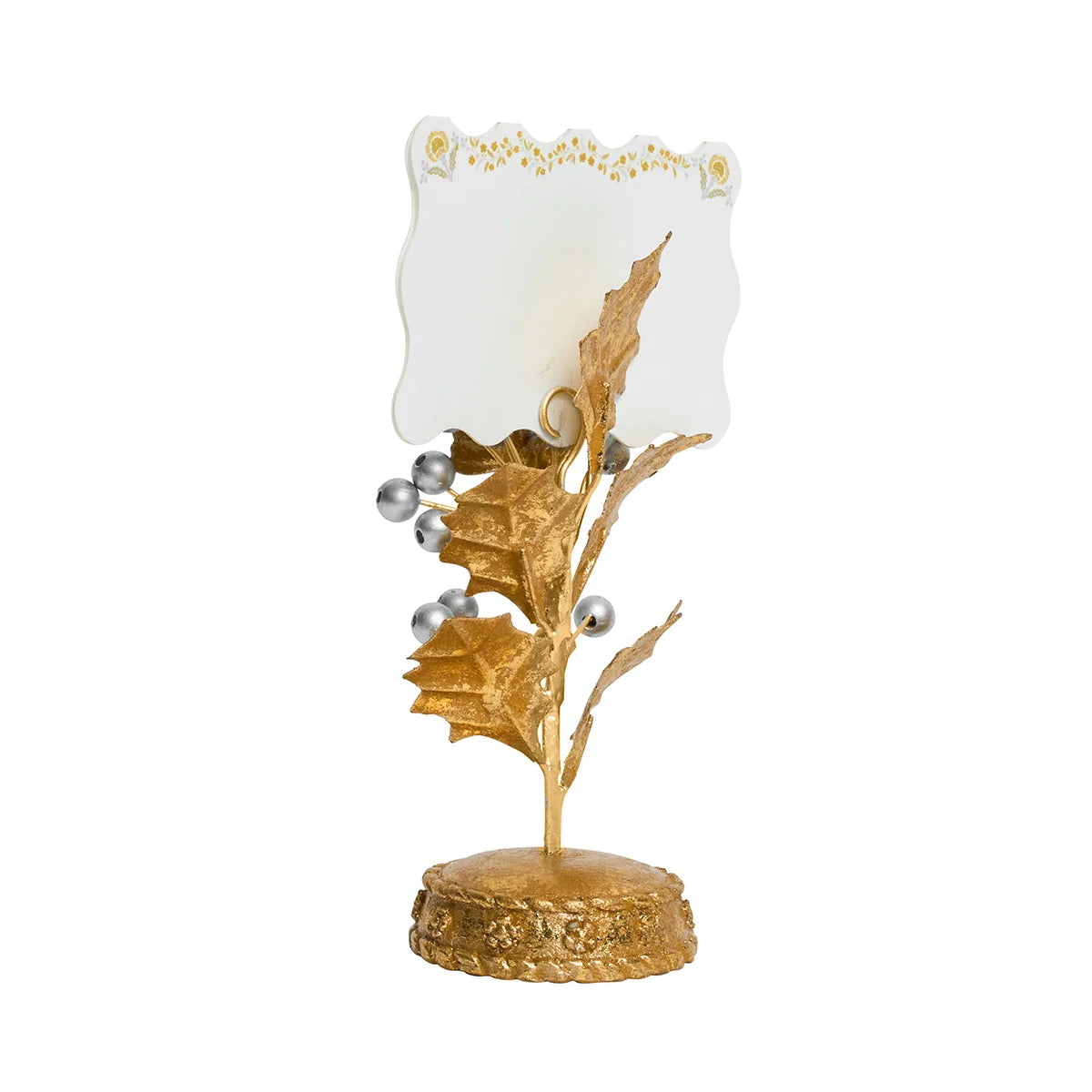 Forest Walk Holly Place Card Holder | Gold/Silver