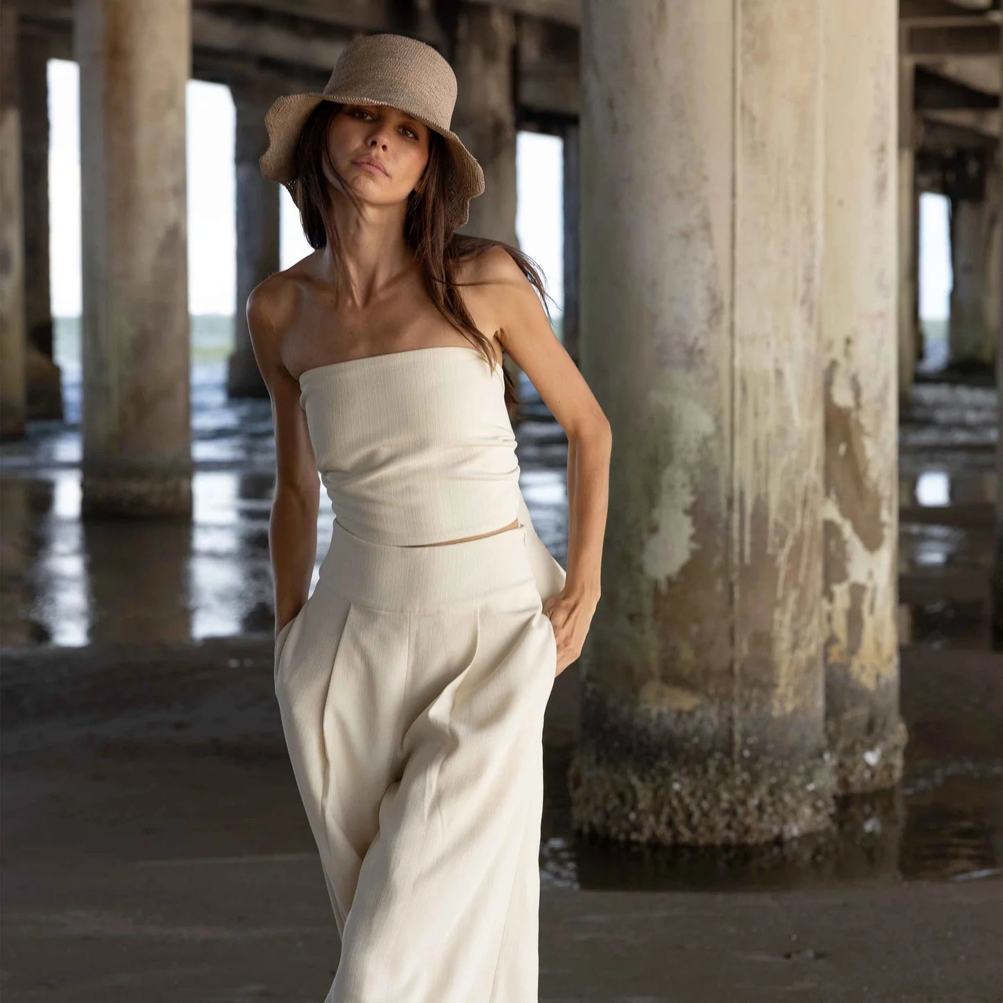 Scallop Crochet Bucket Hat | Greige