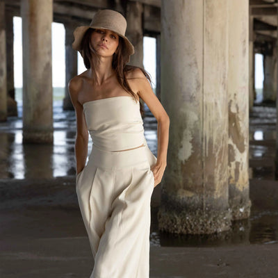 Scallop Crochet Bucket Hat | Greige