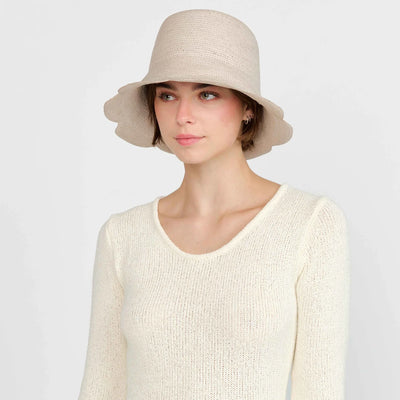 Scallop Crochet Bucket Hat | Greige
