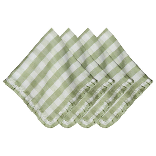 Gingham Ruffle Napkin Set/4 |Seagrass