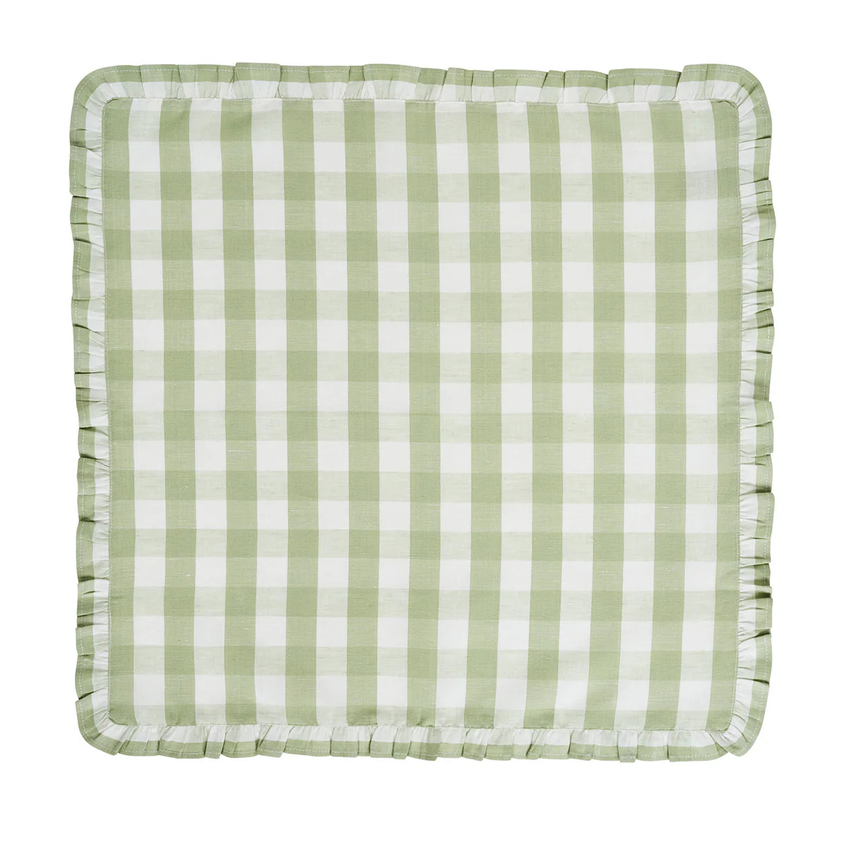Gingham Ruffle Napkin Set/4 |Seagrass