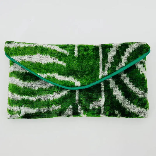 Baldiz Green Zebra Print Lily Envelope Clutch