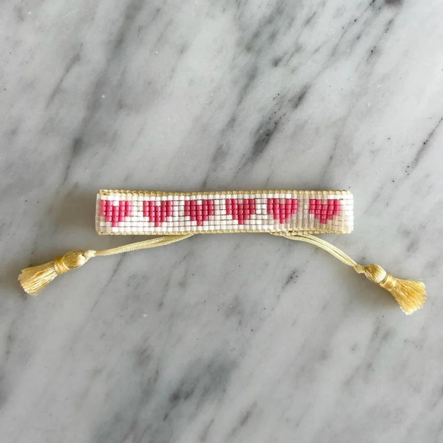 Kids Pink Heart Beaded Bracelet - HART