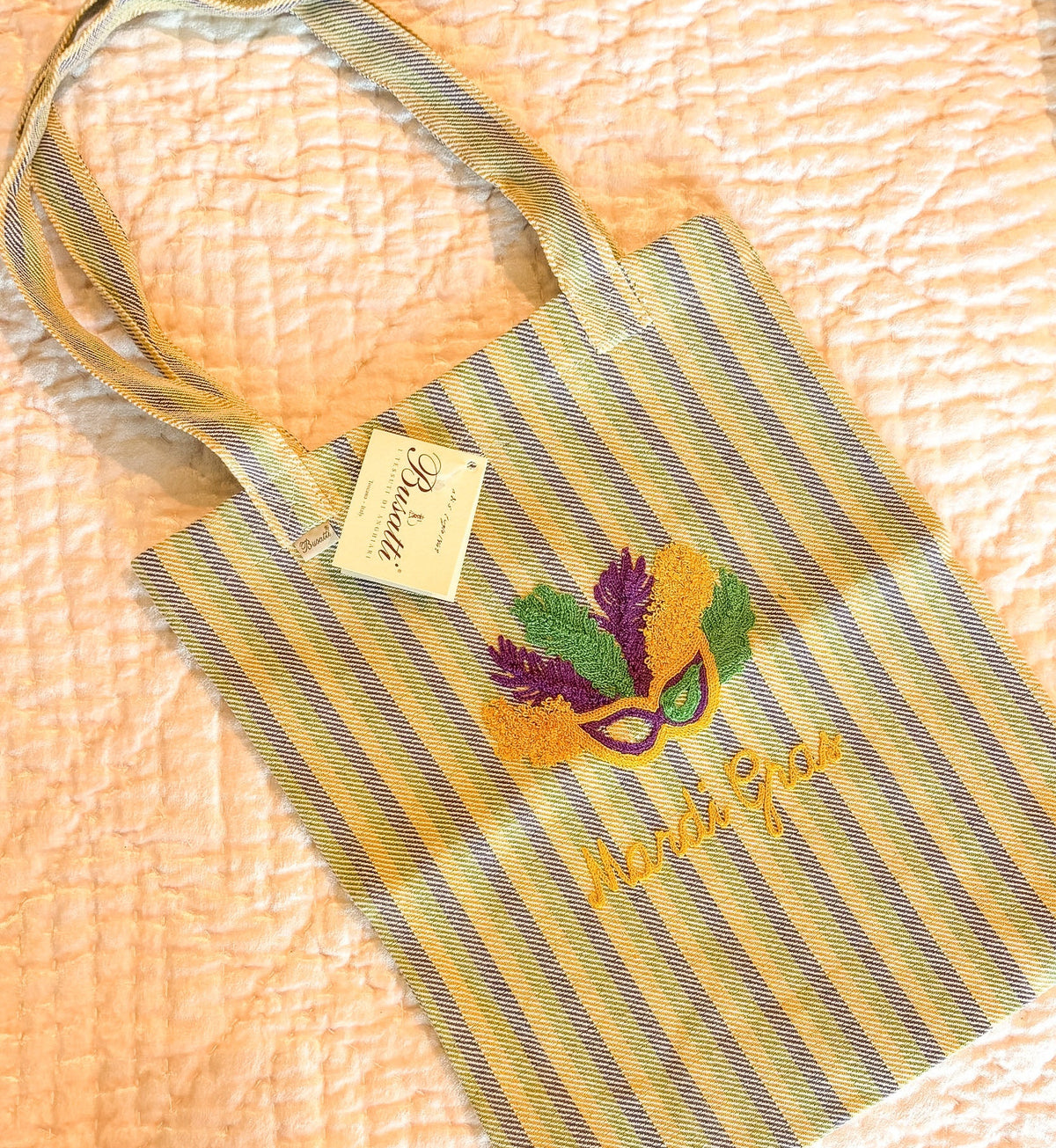 Hand Embroidered Mardi Gras | Busatti Shopper Pomelo Col. 12/8/132