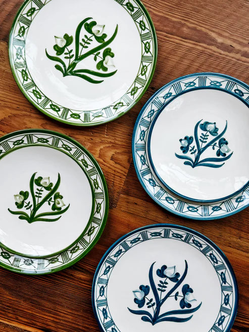 Lisbon Dinner Plate with Filigree Rim ~ hand painted | Verde Green
