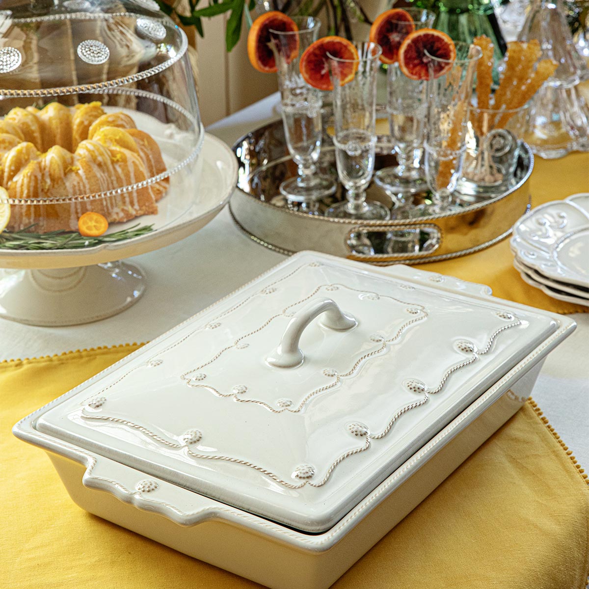 Berry & Thread 13" Rectangular Baker with Lid - Whitewash