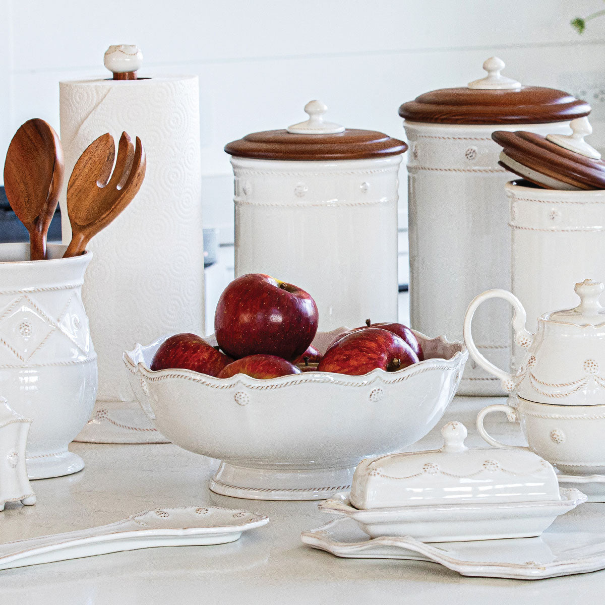 Berry & Thread 11" Footed Fruit Bowl - Whitewash