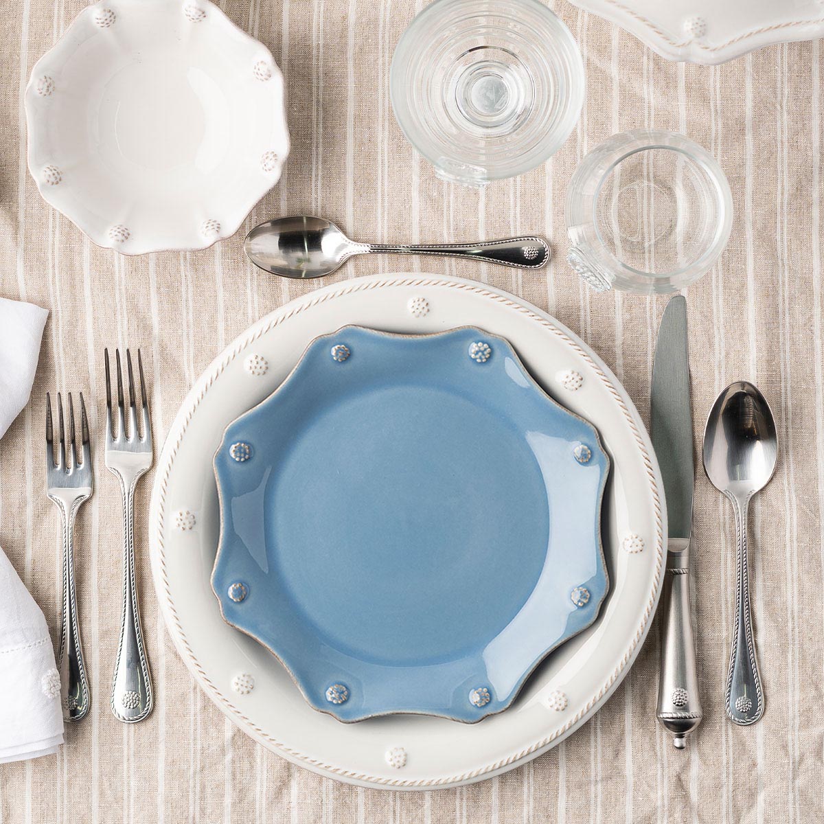Berry & Thread Scalloped Dessert/Salad Plate - Chambray