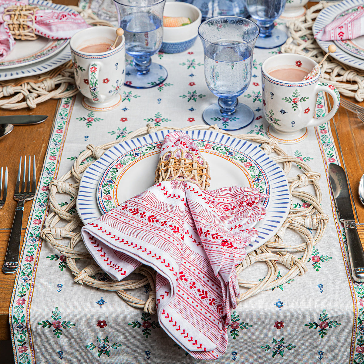 Juliska Villa Stripe Napkin - Red/White