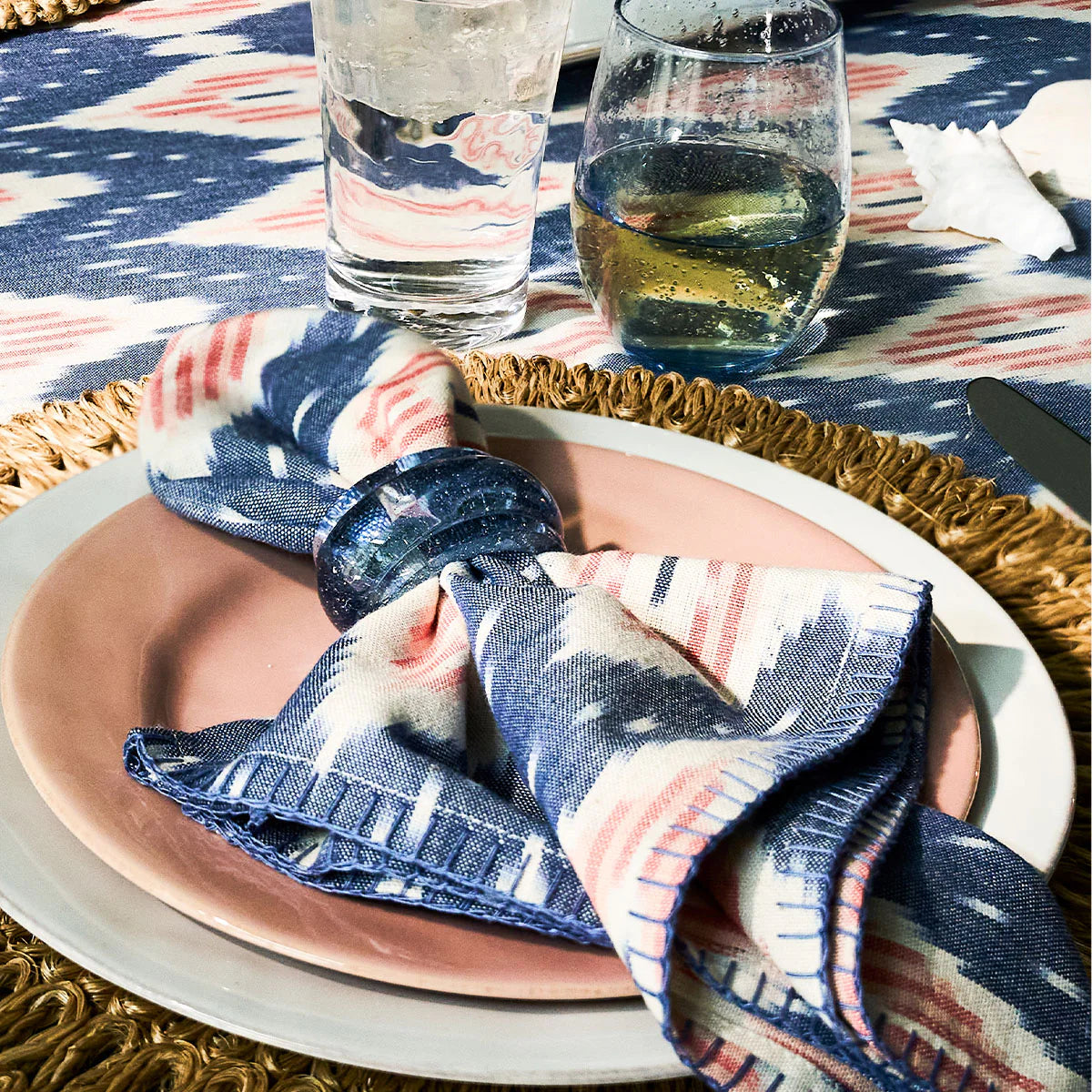Ikat Napkin Set/4 | Blue/Pink