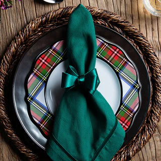 Velvet Trim Napkin - Evergreen