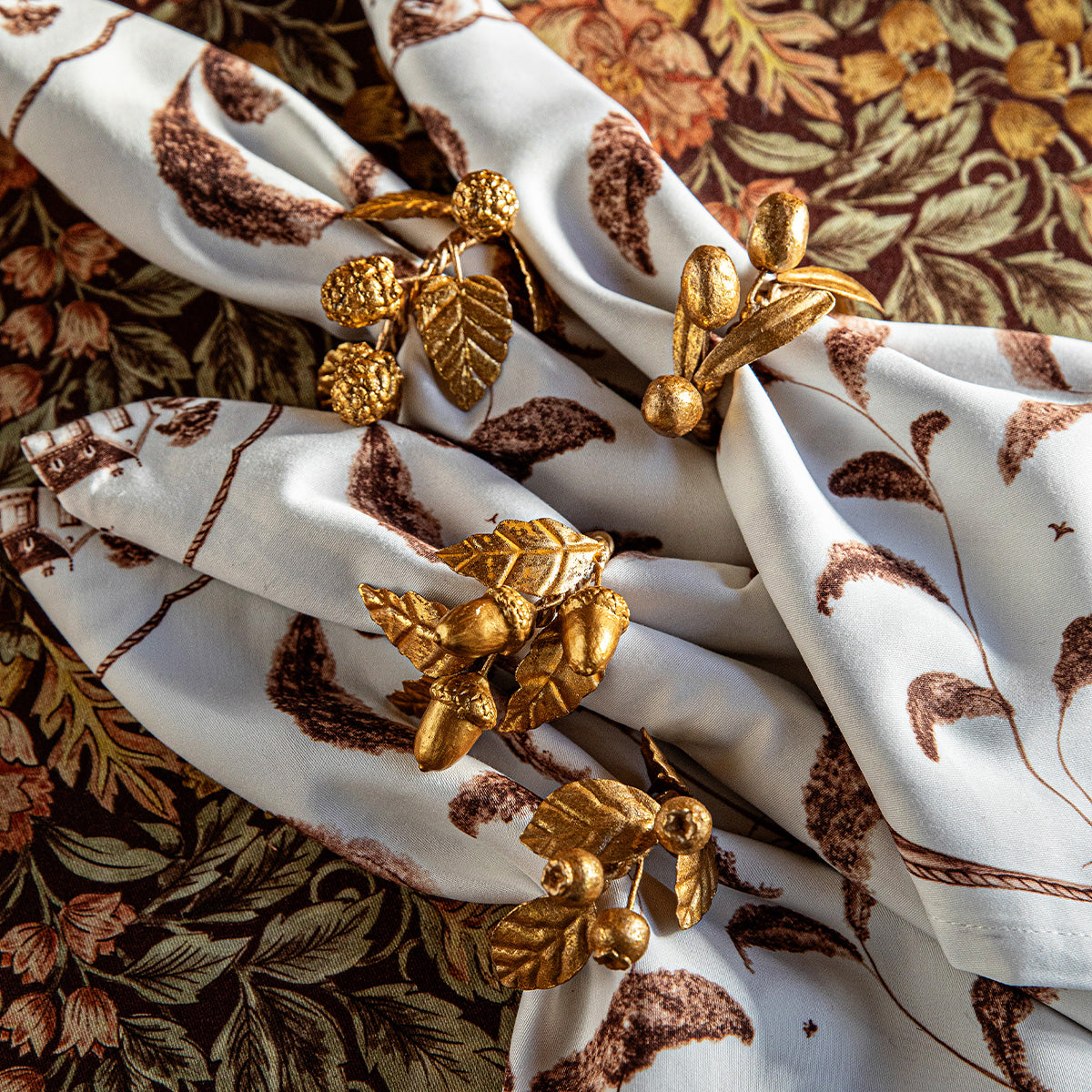 Forest Walk Leaf Napkin Ring Assorted Set/4 - Gold FW